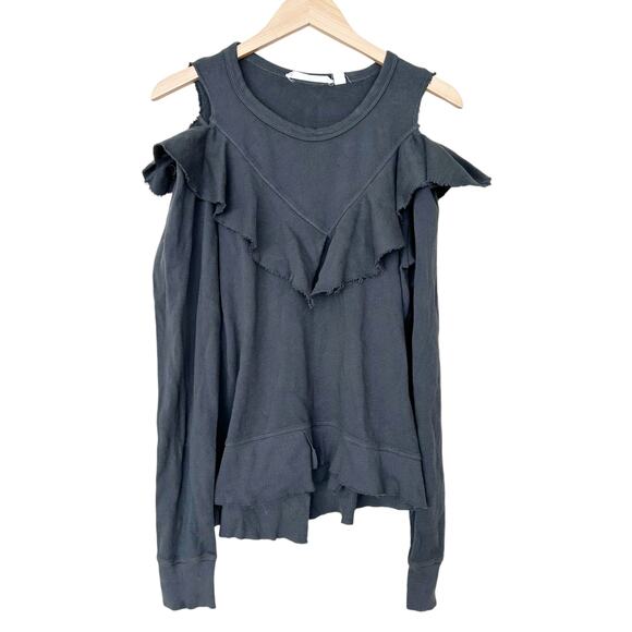 Wilt Green Ruffle Cold Shoulder Long Sleeve Shirt Sz S - Picture 1 of 8